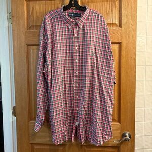 Ralph Lauren Shirt Mens 4XLT Pink Blue Green Plaid Cotton Pony Button Up Preppy
